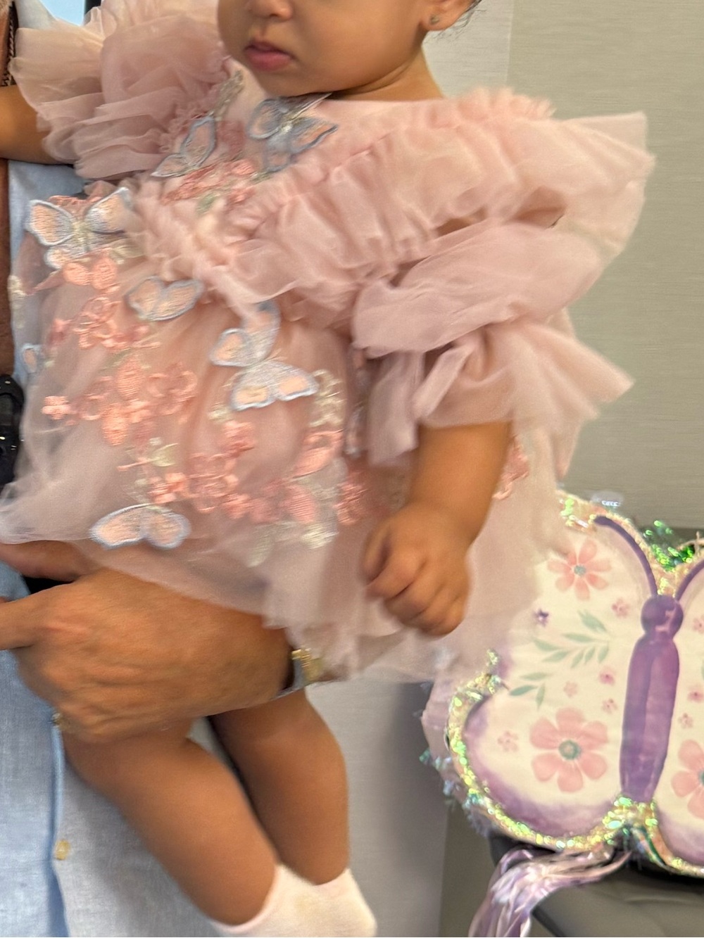 Pink Embroidered Tulle Formal Dress for baby Girls great for one year old bday